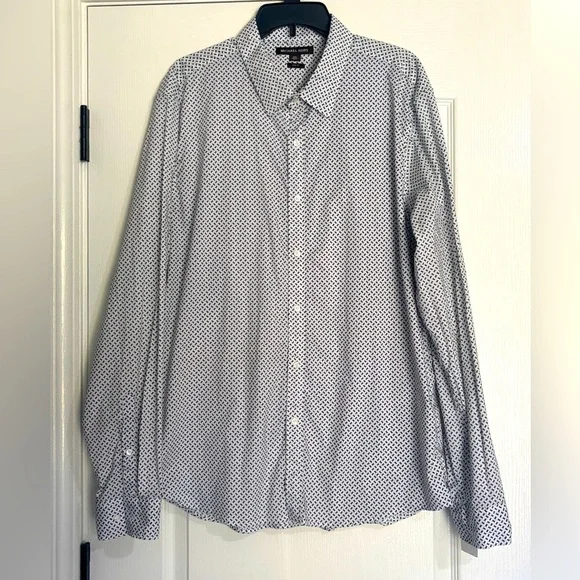 Michael Kors men’s slim fit logo print long sleeve button front shirt, XXL - Picture 4 of 6